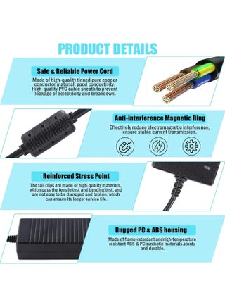 AC 100-240V to DC 12V 10A Power Supply Adapter Converter Transformer 12 Volt 10 Amp 120W with 5.5mm x 2.5mm /2.1mm DC Output Jack for 5050 3528 LED Strip Light CCTV Cameras 3D Printer - view 3